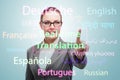 Concept of online translation from foreign language Royalty Free Stock Photo