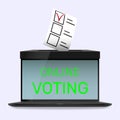 Concept of online voting, elections, survey on the laptop. Political competition with modern system