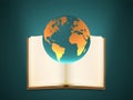 The concept of an open book and a globe.