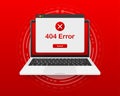 Concept operating system error warning for web page on screen computer. 404 error web page. Error warning window Royalty Free Stock Photo