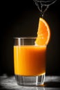 An Orange Being Squeezed Into A Glass Of Orange Juice. Generative AI Royalty Free Stock Photo