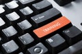 The concept of the orange button on the computer that is design to enter a training key font on a black PC keyboard for office the Royalty Free Stock Photo