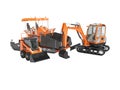 Concept orange construction equipment for laying asphalt 3d render on white background no shadow