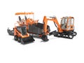 Concept orange construction equipment for laying asphalt 3d render on white background with shadow