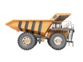 Concept orange dump truck 3D rendering on white background no shadow
