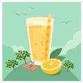 Concept of orange juice .Flat Vector Illustration