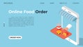 The concept of ordering food. Landing page on the topic of ordering food at home