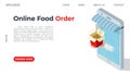 The concept of ordering food. Landing page on the topic of ordering food at home