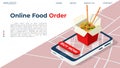 The concept of ordering food. Landing page on the topic of ordering food at home