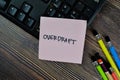 Concept of Overdraft write on sticky notes isolated on Wooden Table Royalty Free Stock Photo