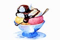 A Painting Of A Bowl Of Ice Cream. Generative AI