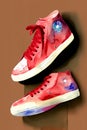 A Painting Of A Pair Of Red Sneakers. Generative AI Royalty Free Stock Photo