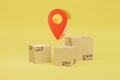 the concept of parcel delivery to the specified address. dot gps and boxes with parcels. 3D render Royalty Free Stock Photo