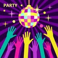 Concept for parties and music festivals. Shining disco ball, ill