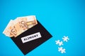Concept of paying for the elements, money in a paper envelo Royalty Free Stock Photo