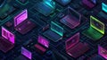 The concept of peer to peer connection, distributed computing between different computers. This is a modern landing page Royalty Free Stock Photo