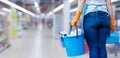 Concept of performing cleaning in shops and industrial premises Royalty Free Stock Photo