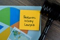 Concept of Personal Injury Lawyer write on sticky notes isolated on Wooden Table Royalty Free Stock Photo