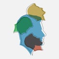Concept of personality diversity. two contours and silhouettes of a male and female face Royalty Free Stock Photo