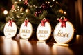 Personalized Christmas Tree Plaques for a Memorable Holiday Display.AI Generated