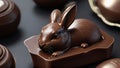 Photo Of A Bunnyshaped Chocolate Confectionery, Easter. Generative AI Royalty Free Stock Photo
