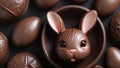 Photo Of A Bunnyshaped Chocolate Confectionery, Easter. Generative AI Royalty Free Stock Photo