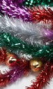 Photo Of Christmas Glistening Tinsel Strand. Generative AI