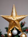 Photo Of Christmas Golden Star Tree Topper. Generative AI Royalty Free Stock Photo