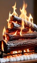 Photo Of Christmas Yule Log Burning Brightl. Generative AI