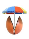 Nest egg future finances financial protection parasol umbrella weather raining rain wet egg unzipped unzip zipper zip business