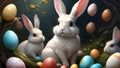 Photo Of The Easter Bunnys Wonderland Of Hidden Eggs. Generative AI