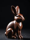 Photo Of A Hyperrealistic Image Of A Bunnyshaped Chocolate Sculpture Against A Dark Background. Generative AI Royalty Free Stock Photo