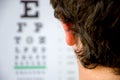 Concept photo of myopia or nearsightedness as diseases of eye and the optical system. In the background blurry fuzzy table for tes Royalty Free Stock Photo