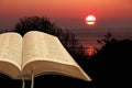 Open Bible Holy Gods Word Sunset Peace Tranquility Faith Prayer Pray Jesus Christ Miracles Parables Scripture Law