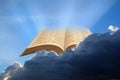 Open bible in clouds sun rays skies sky heaven kingdom god christ jesus heavens miracle prophecy word prayer pray psalms yahweh