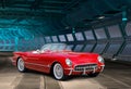 Chevrolet corvette c1 convertible cars car vehicles red space abstract port spaceship outer galaxy american vintage