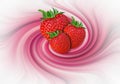 Strawberries and cream fruit dairy swirls swirling pattern juice strawberry