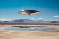 concept of a photographed UFO over the desert encapsulates the mystique of unidentified flying objects Royalty Free Stock Photo