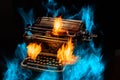 Concept shot of antique manual typewriter with paper on black background, selective focus Royalty Free Stock Photo