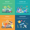 Concept pictures with science symbols. School laboratory for testing and analysis