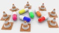 Concept of pills with traffic cones around Royalty Free Stock Photo