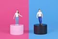 Concept for pink and blue gender stereotypes with man and woman figure