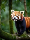 Playful Elegance The Enchanting Red Panda in the Wild.AI Generated