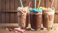 Playful and Striped Straw for Enjoying a Delightful Chocolate Milkshake on National Chocol.AI Generated