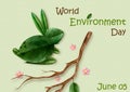 Concept poster\'s campaign of World environment day in watercolors style and vector design Royalty Free Stock Photo