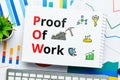 Concept pow or Proof of Work with abstract icons Royalty Free Stock Photo