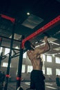 Concept: power, strength, healthy lifestyle, sport. Powerful attractive muscular man at CrossFit gym Royalty Free Stock Photo