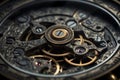 Precise timekeeping, a close look at the mechanical cogwheels of a watch. Generative AI