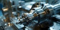 Precision machining with advanced technology engineer monitors lathe machines flawless performance.