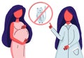 Concept pregnant woman and girl doctor. The doctor forbids communication with cats. Toxoplasmosis disease. Flat style on isolated